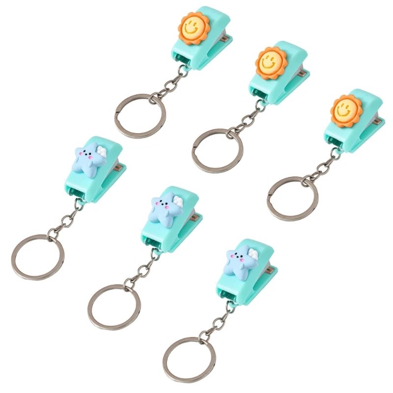 6 Pcs/Set Practical Stapler Book Binding Machines Keychains Cartoon Animal Stapler Keyrings School Office Accessories