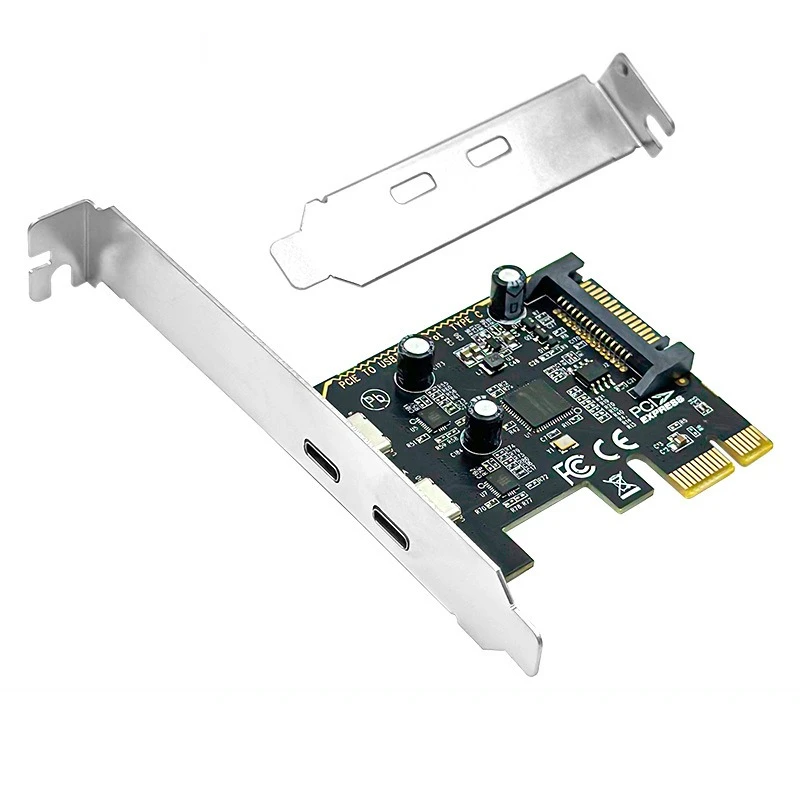 

PCIE To Dual Type C Expansion Card PCI Express X1 To 2Port TYPE-C USB 3.2 GEN1 5Gbps Convert Card Riser ASM1042 Chip for Desktop