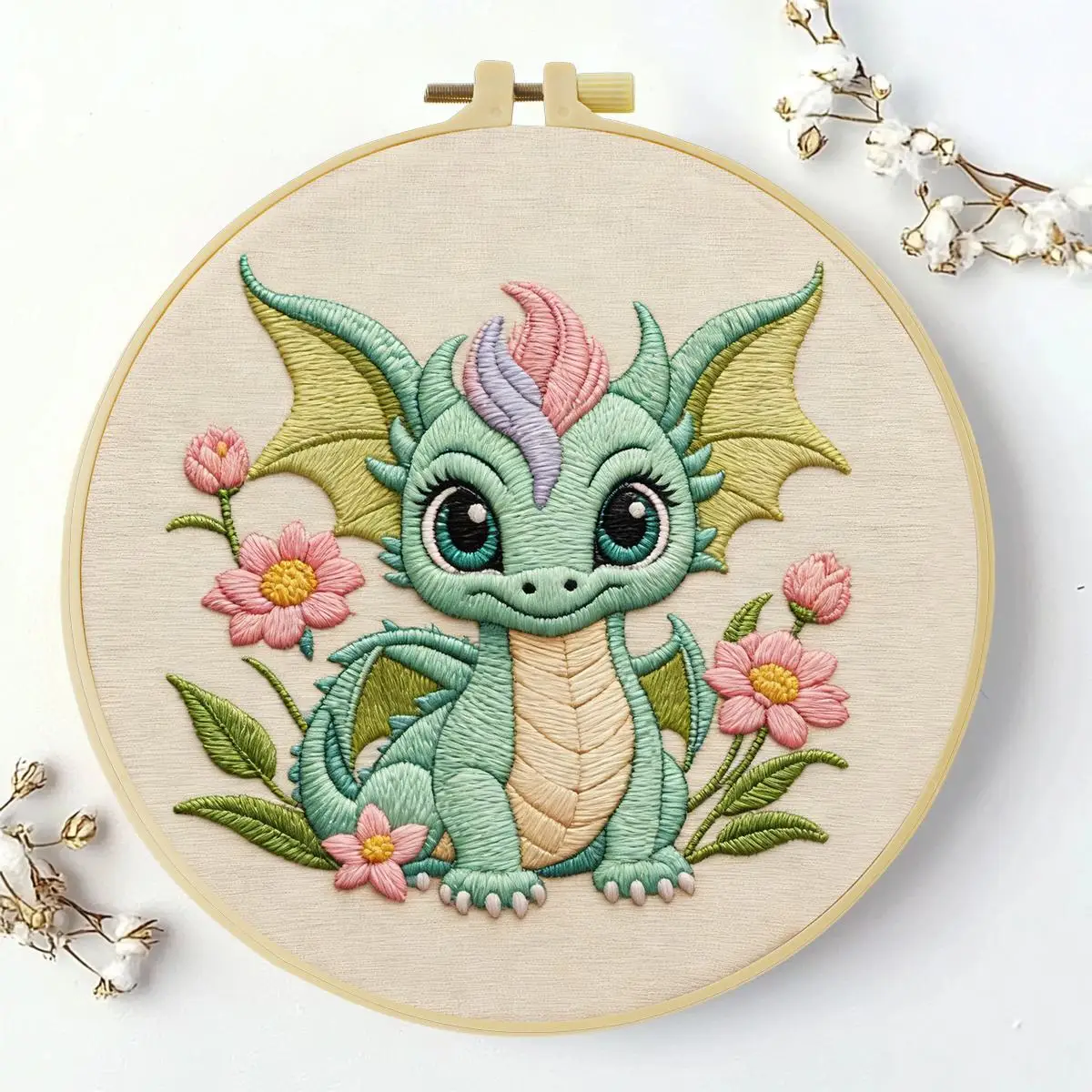 1 Stück 20X20CM/15X15CM 7,87/6,3 Zoll Drachen-Stickerei-Starter-Kit DIY-Kit DIY-Stickerei-Set Handarbeiten Nadelkunst Heimdekoration – Detail 2