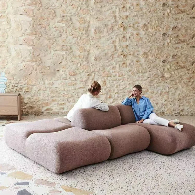 Creative Arc Splicing Comfortable Velvet Sofa, Compression Sofa, Designer Style, Simple Style, Support Color Customization