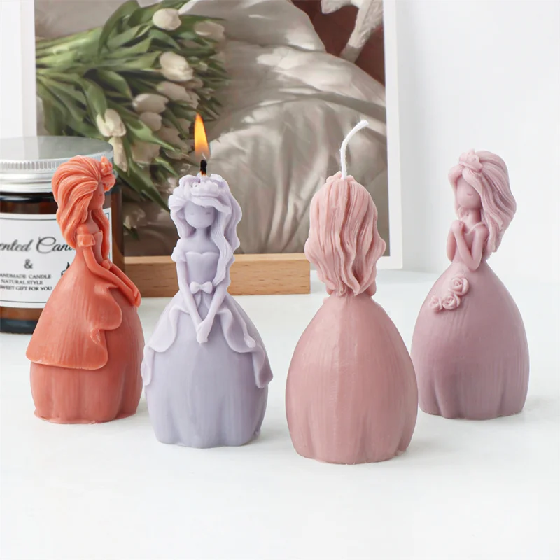 Fairy Tales Princess Doll Silicone Mold Gypsum Form Carving Art Aromatherapy Plaster Resin Candle Mold Wedding Decoration Gift