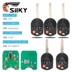 SilKY Car Key Case For Ford OUCD6000022 315MHz Escape Focus C-Max Transit Connect HU101 Blade 164-R8007 80BIT ID63