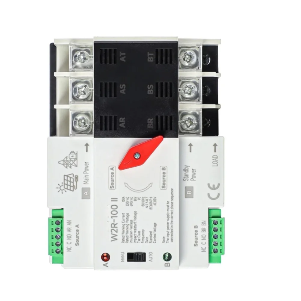 Automatic Manual Transfer Switch 100A 3P 110V for Seamless Switching Between Solar Generator and Utility Power