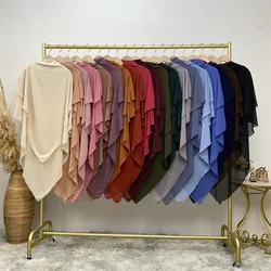 Eid Ramadan Khimar Chiffon Double Layers Hijab Amira Women Muslim Modest Prayer Hijabs Islamic Clothing Niqab Nikab Robe Abaya