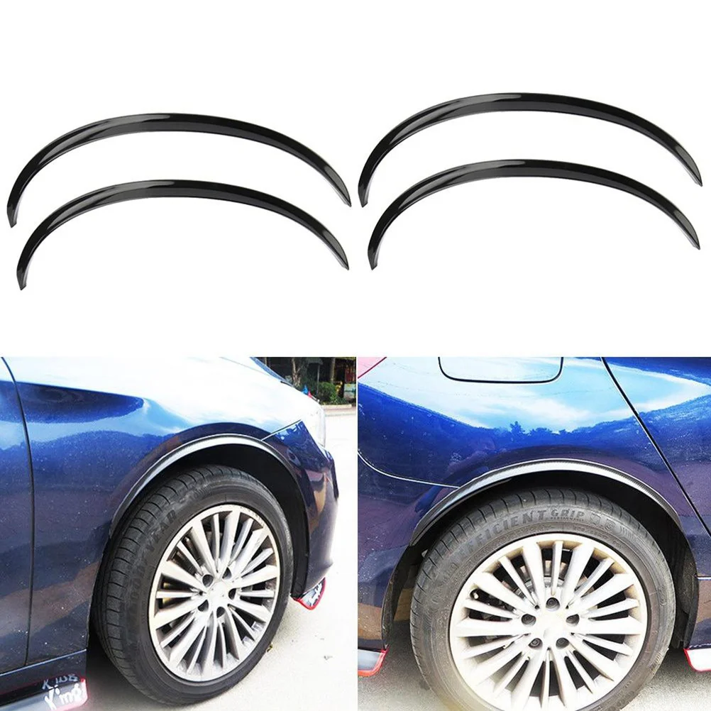 

2pcs Universal Black Flexible Car Wheel Brow High Strength Durable Wheel Protector 3D Design Mud Guard Flares For All Cars Tire