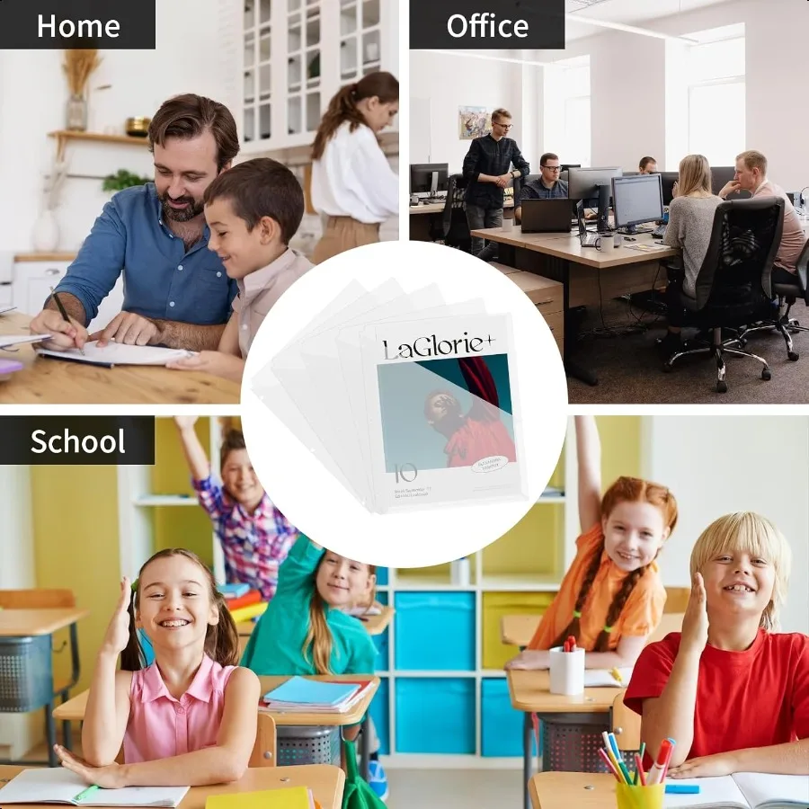 20 عبوة من فواصل الموثق مع جيوب بحجم الحروف وسترة ملف مائل شفافة و3 فتحات مجلدات مستندات بلاستيكية للمكتب والمنزل