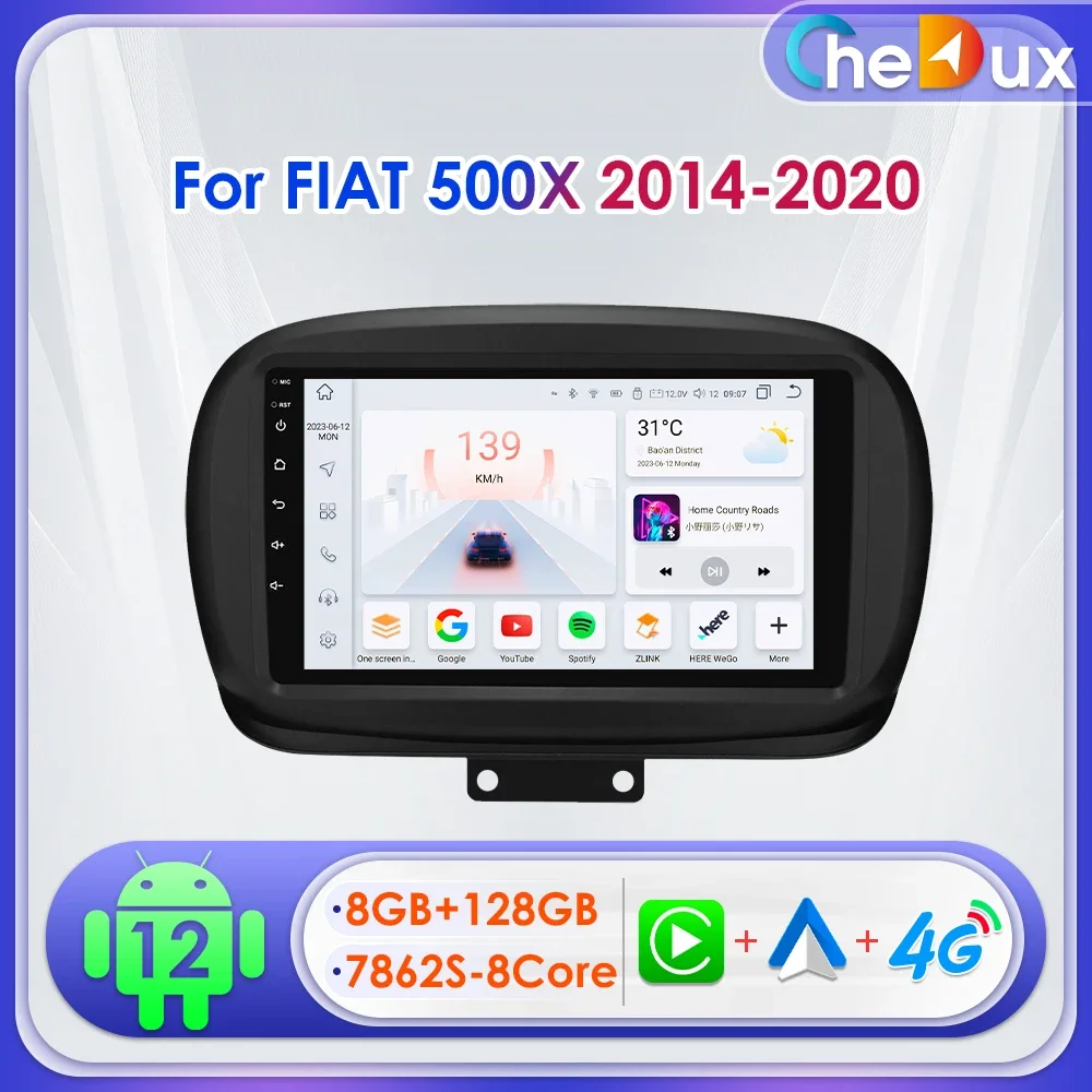 

Chedux 2Din 9-дюймовый автомобильный радиоприемник Android для Fiat 500X 2014-2020 Мультимедиа UI7862 Navi GPS RDS DSP Buletooth 4G SWC CarPlay