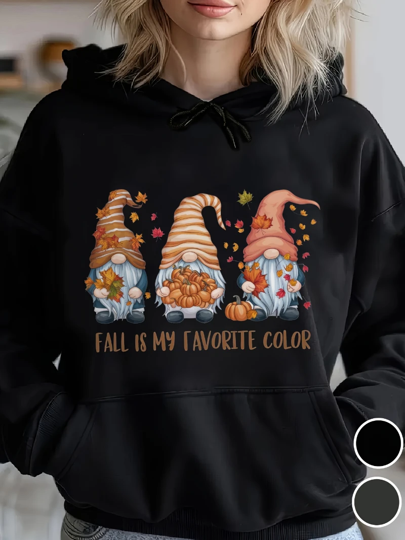 

2025 Autumn and Winter Women's Oversized Hoodie Autumn Print Pumpkins Leaves High-end Luxury Is for Both Men and Women Top Y2k