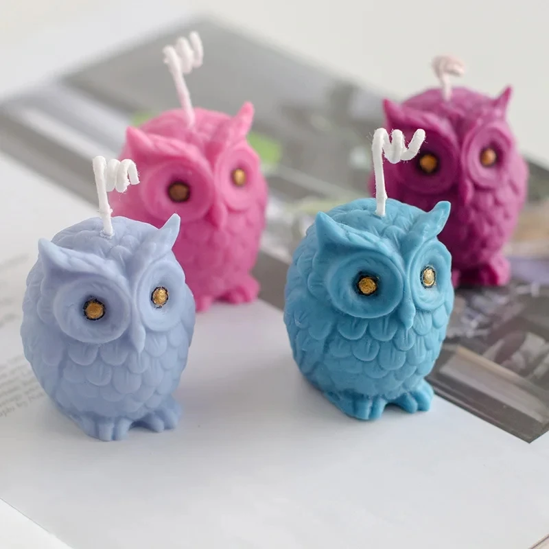 3D Owl Silicone Candle Mold Cute Animal Ice Cube Chocolate Baking Mould Handmade Soap Gypsum Crafts Resin Casting Tool Home Gift