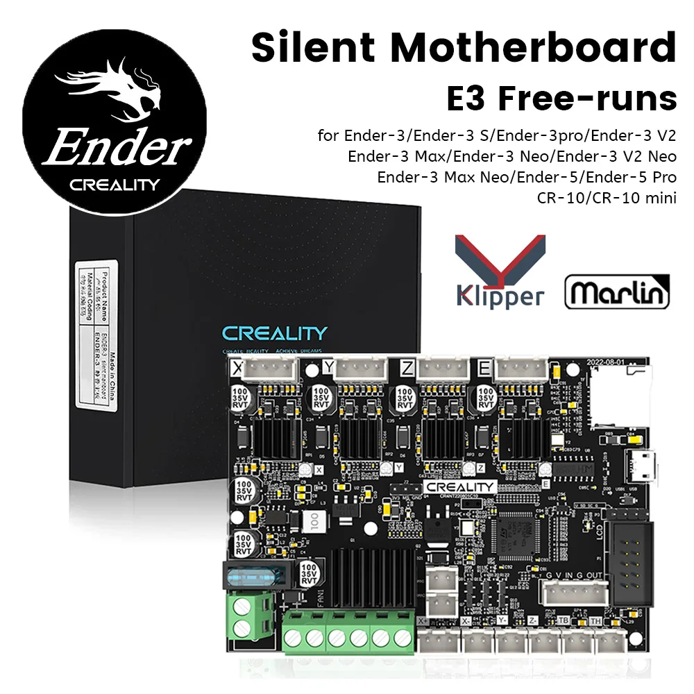 

CREALITY New E3 Free-runs Silent Motherboard Upgrade Kit 32bit ARM Cortex-M4 Support Marlin Klipper Firmware Motor Drive TMC2209