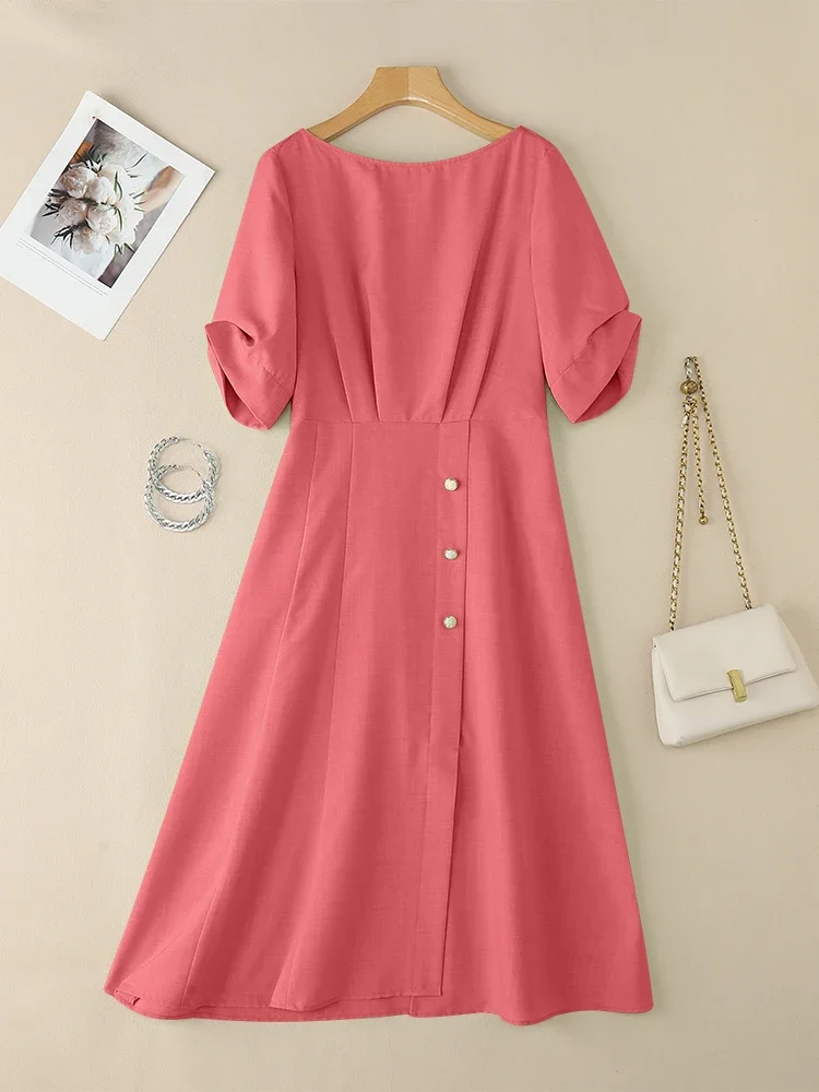 2025 VONDA Donne di Estate Eleganti Abiti Midi Manica 3/4 di Colore Solido Camicia Lunga Abiti Moda Casual Allentato Pieghettato Vestito Da Partito