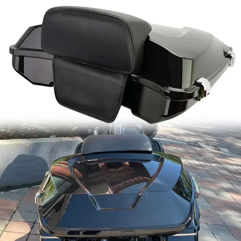 Motorcycle Trunk Lage Tail Box Pak Pack Angled/Pad  Touring Street Glide Ultra Classic Road King 1997-up