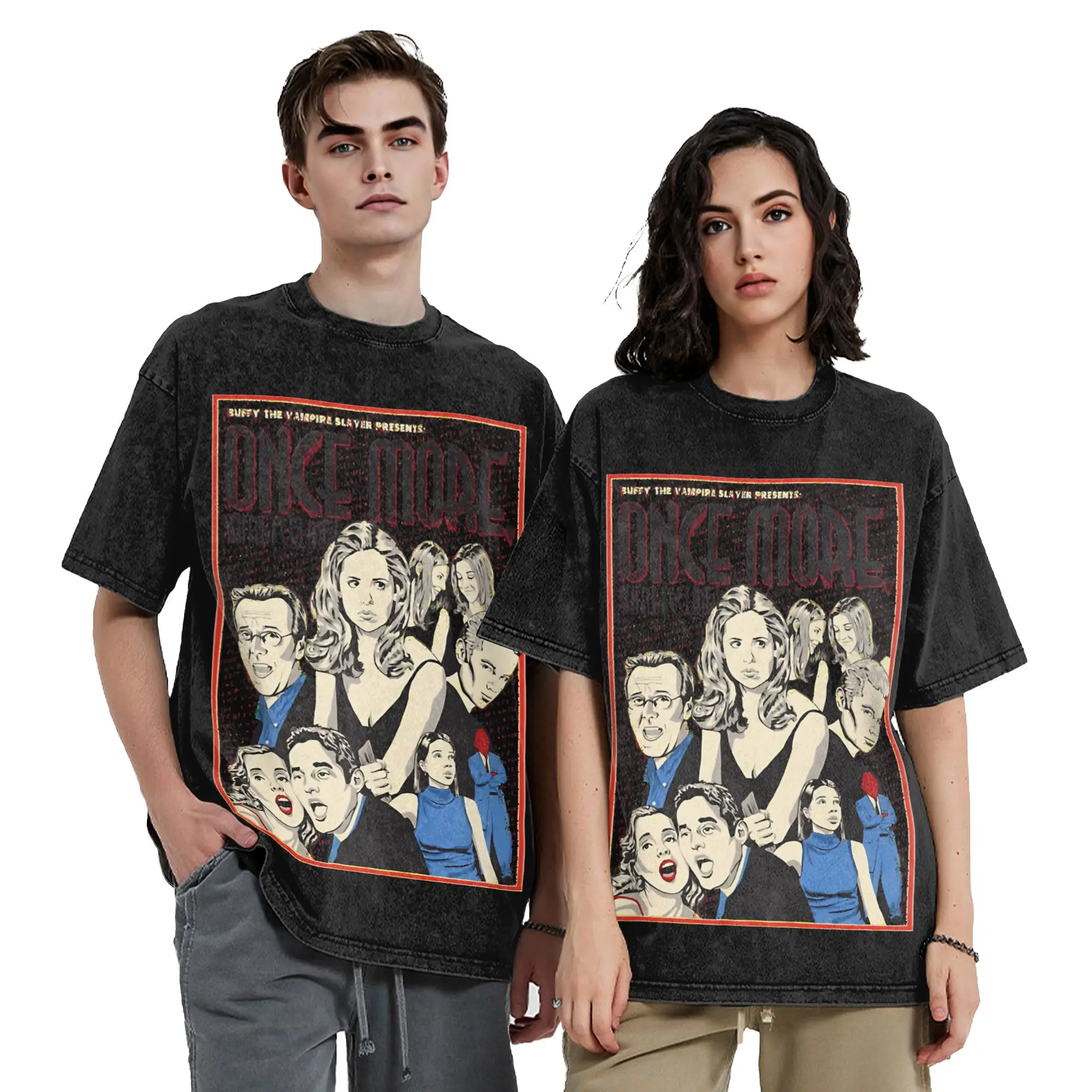 Buffy the Vampire Slayer T Shirt Hip Hop Washed Cotton Harajuku T-Shirts  Casual Men Women Tops Streetwear Printed Tee Shirt
