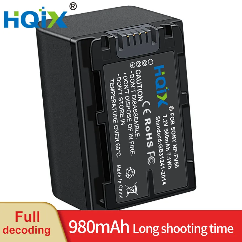 HQIX 소니 FDR-AX30 AXP35 AX40 AX45 AXP55 AX60 AX100E AX700 HXR-NX80 PXW-Z90 DEV-50 DEV-30 카메라 NP-FV50 충전기 배터리
