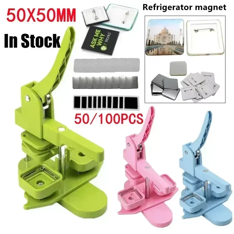 50x50mm vierkante koelkast badge persmachine roterende handmatige koelkastmagneet badge pinnen maken voor relatiegeschenken thuiskantoor - afbeelding 2