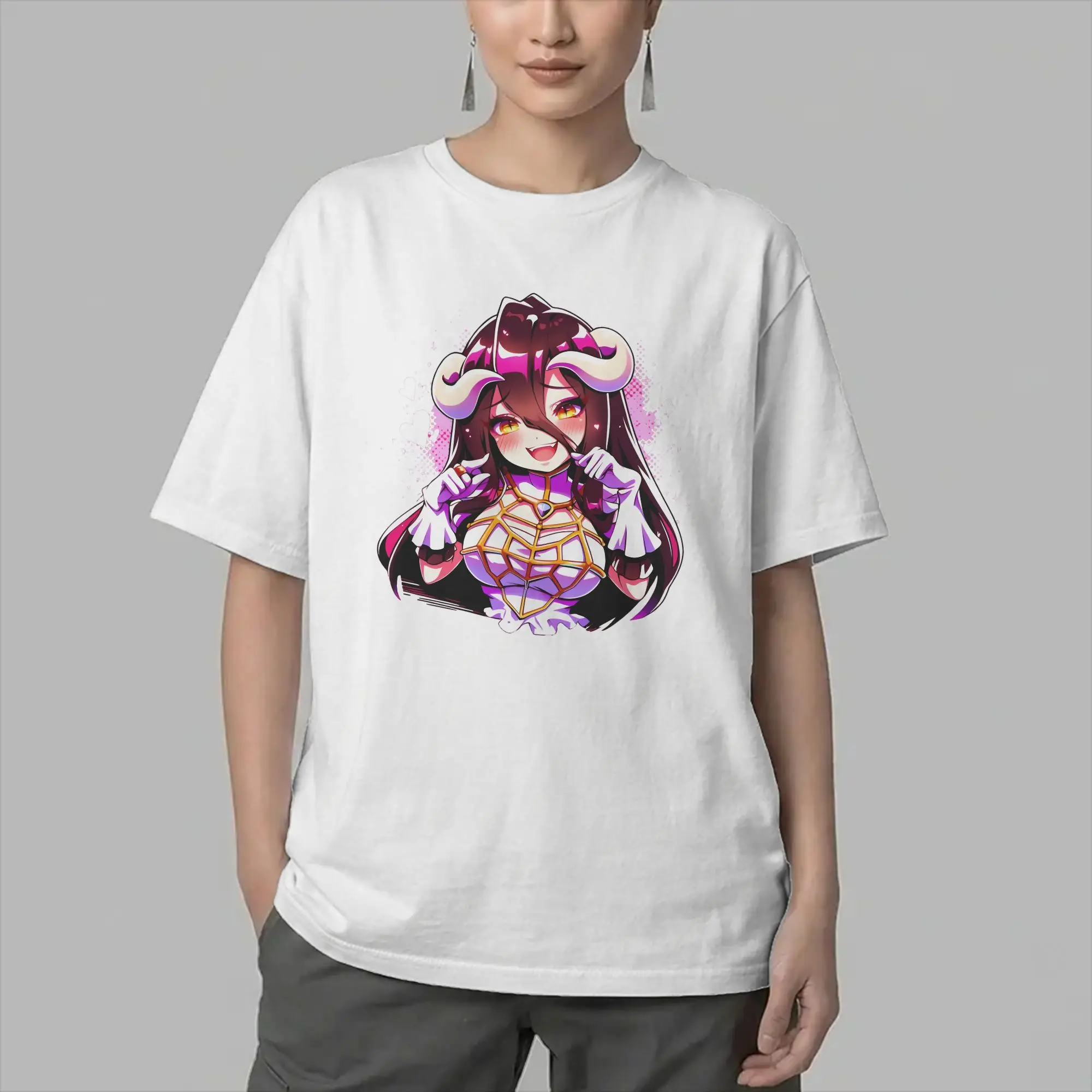 Novelty Albedo Overlords Anime T-Shirts for Men Round Neck 100% Cotton T Shirts  Short Sleeve Tee Shirt Birthday Present Tops