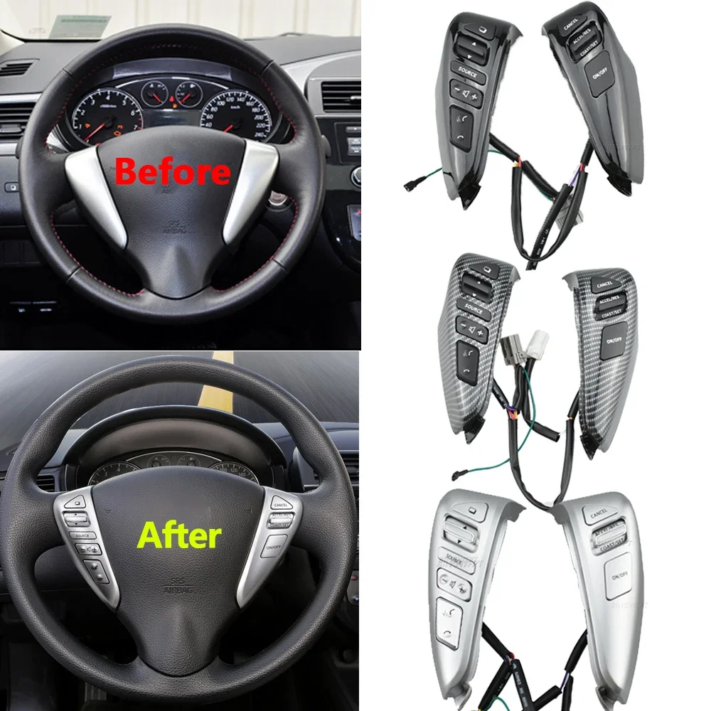 For Nissan Sentra Livina Almera Cruise Control Switch Steering Wheel Player Bluetooth Button For Cube Versa Note 25550-3DA6A