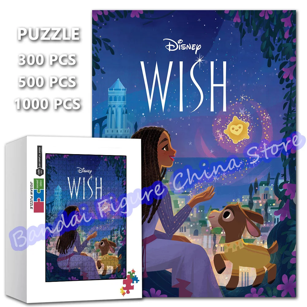 

Головоломки Disney Wish, игрушки для снятия стресса, 300/500/1000 шт., картинка с рисунком из искусственного фильма, пазл для детей, подарки