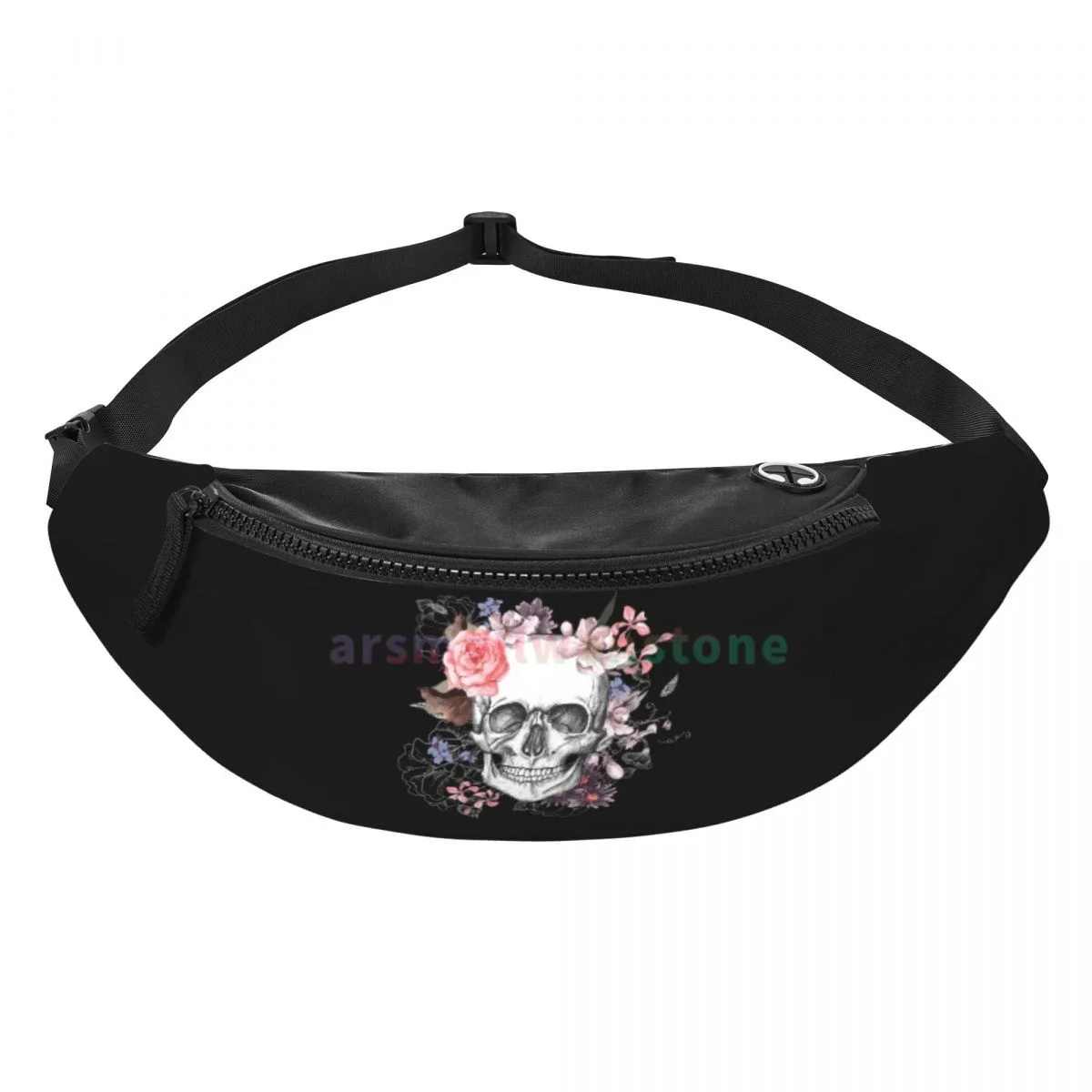 Marsupio Vintage Grunge Gothic Skull Roses con foro per cuffie marsupio moda Hip Bag per viaggi Casual all'aperto