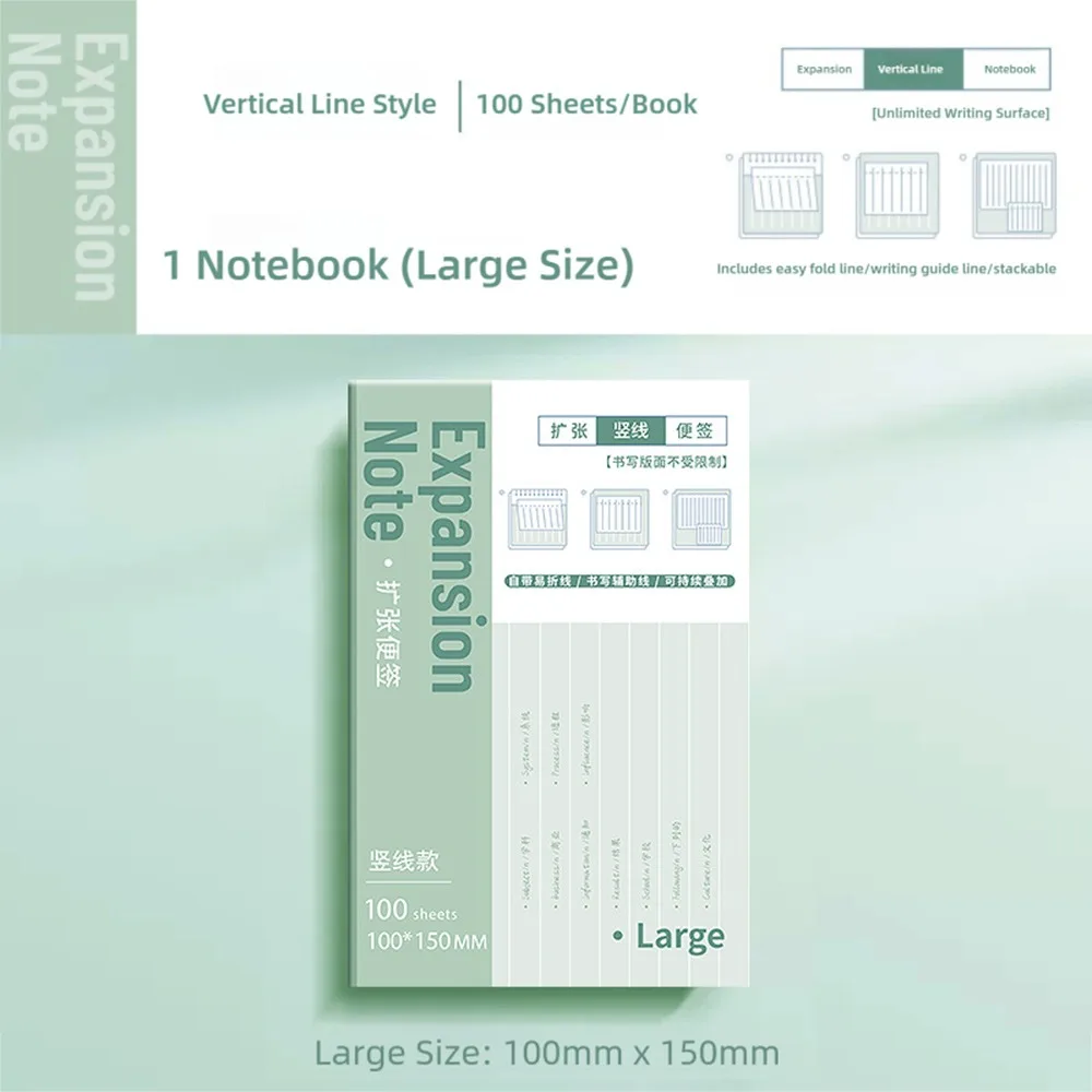 100 stks/set Memo Pads Zelfklevende Uitbreiding Sticky Notes Extensible Sticky Memo Pads Scheurbare Sticky Labels Sticker Gift