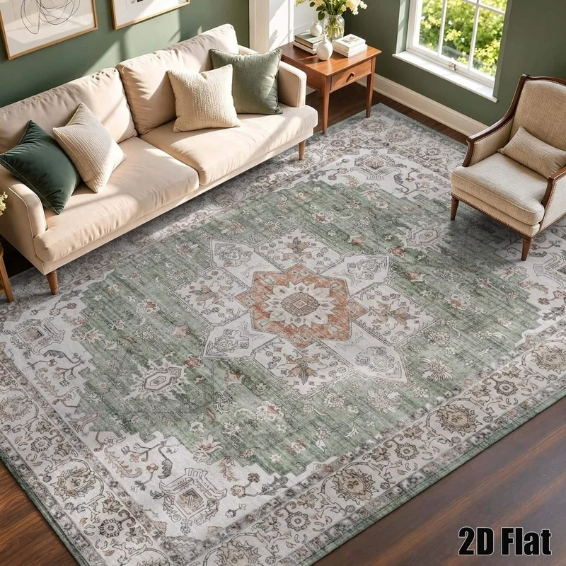 1Pc American Retro Bohemian Print Carpet, Machine Washable, Warm Home Decoration, Compatible with Retro Style, Suitable for Living Room, Bedroom, Entryway, Office, Corridor