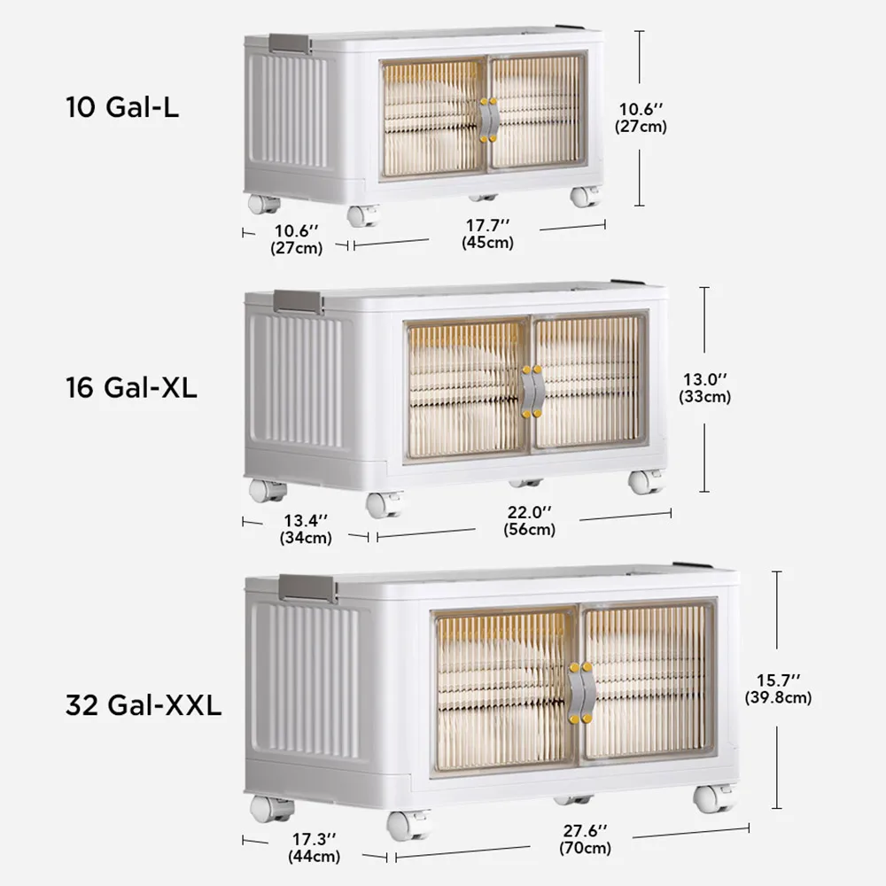 Stackable Storage Bins with Lids and Doors 10 Gallon 2 layer