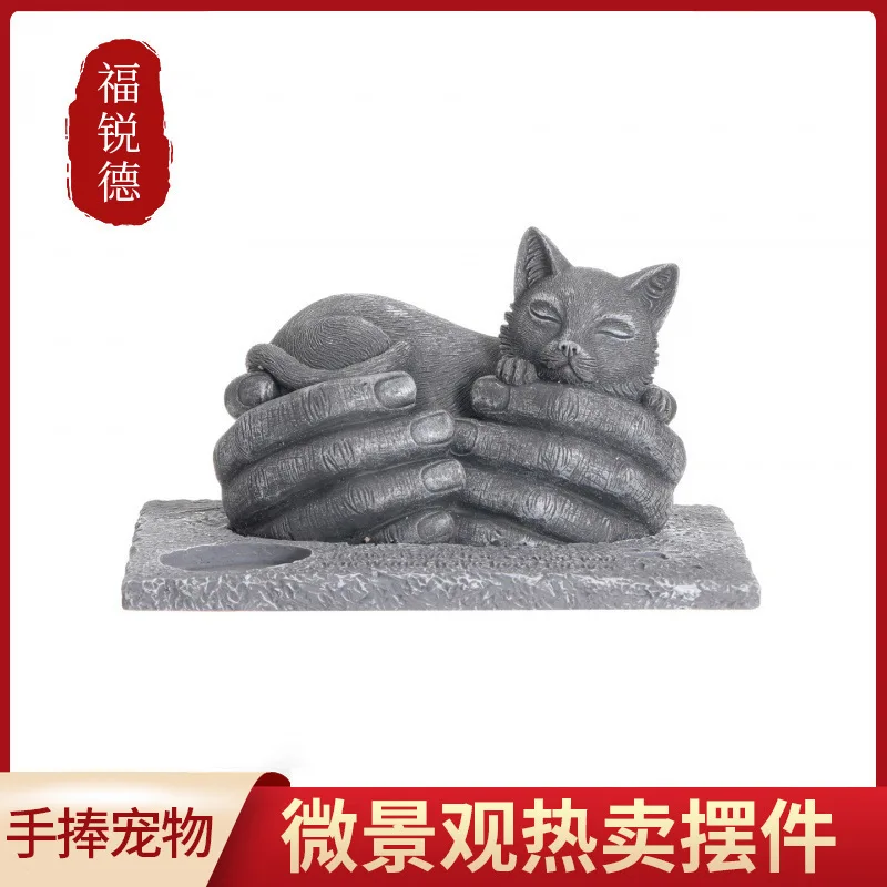 Customized Pet Resin Tombstone Products Candlestick Sacrifice Crafts Holding Prayer Dogs and Cats Outdoor Monument Ornaments