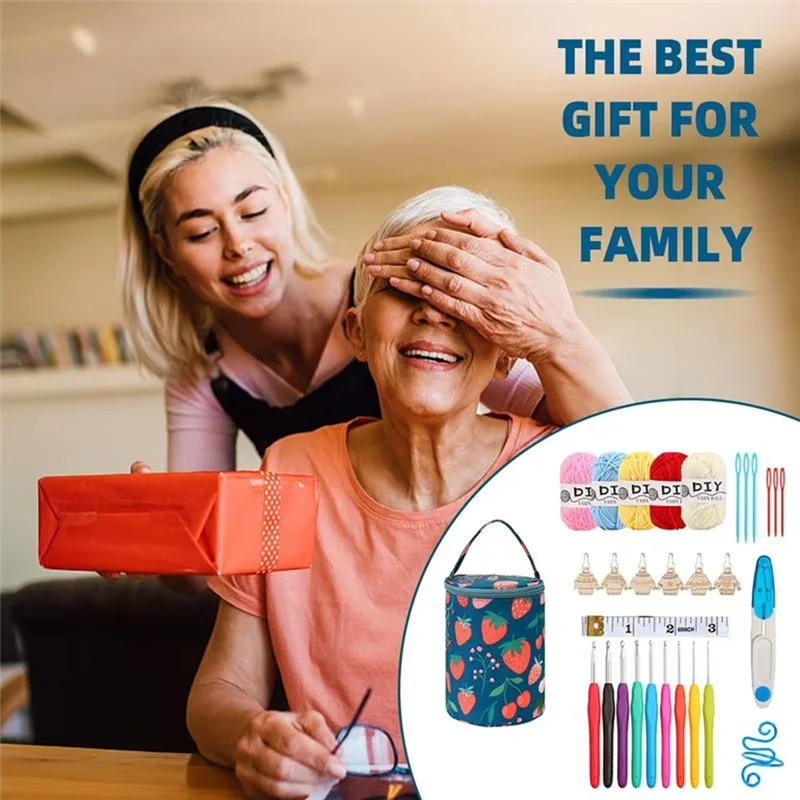 

-AA95 Crochet Hook Set Crochet Bag Crochet Hooks Portable Yarn Crochet Kit Knitting Needles Yarn Storage Organizer