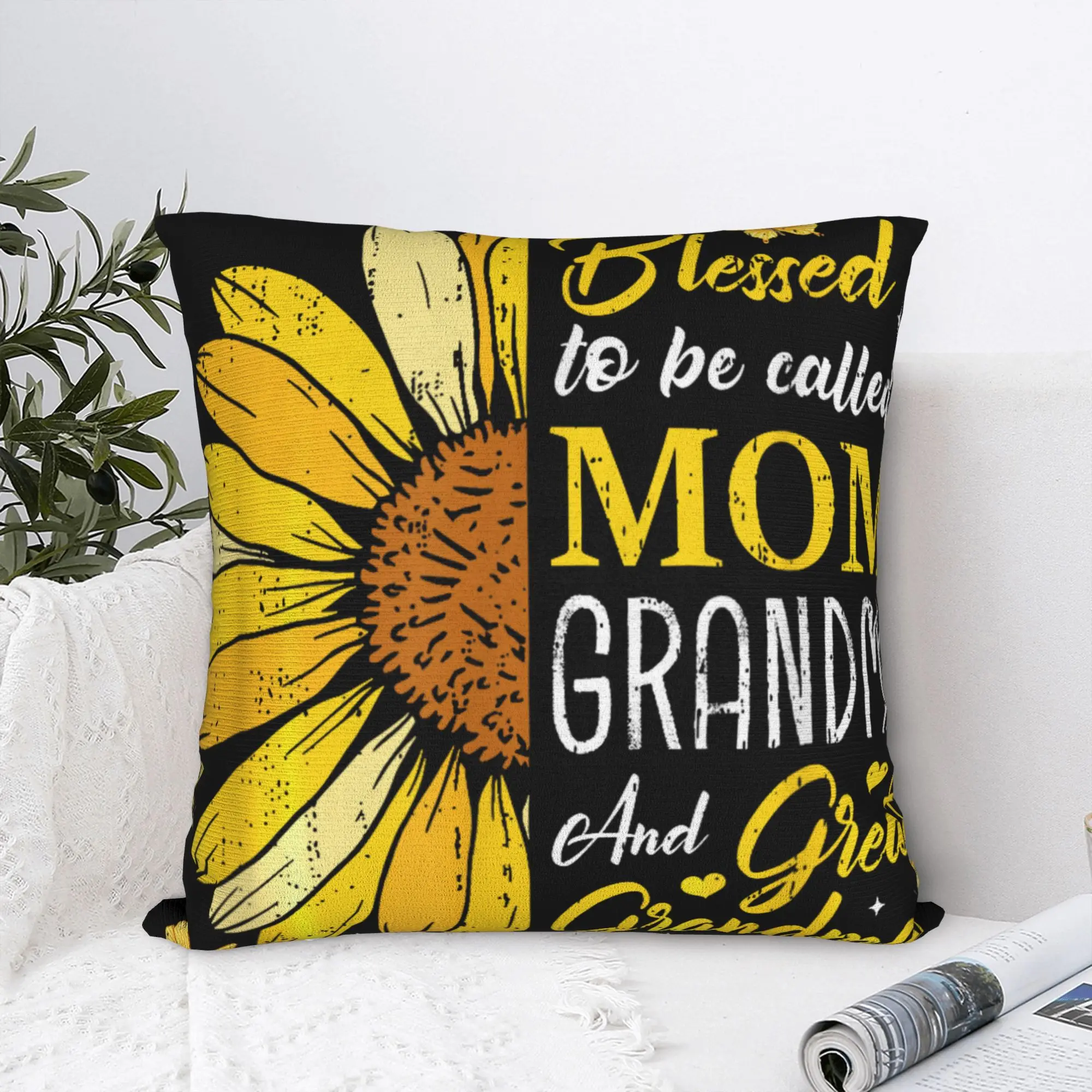 Blessed to Be Called Mom Grandma Great Grandma Mother's Day Pillowcase Cushion Cover Decorations Pillow Case Cover Square 18'