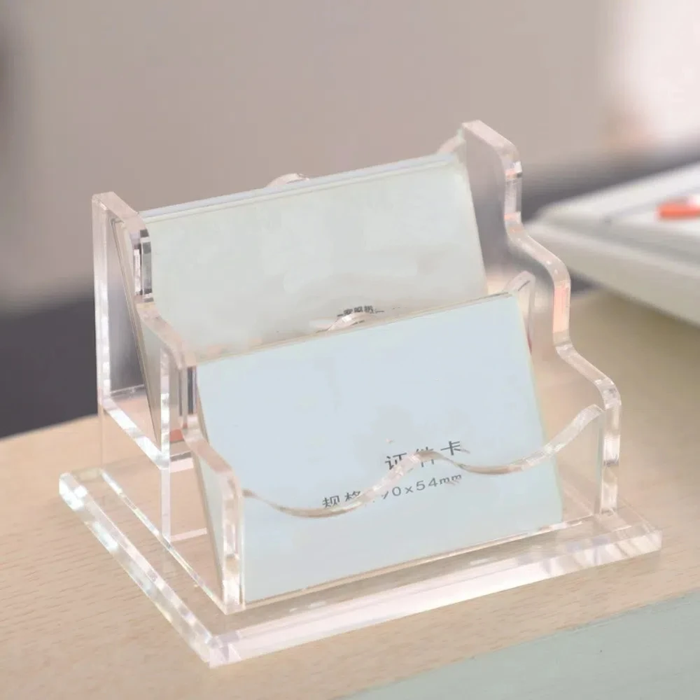 Transparent Acrylic Business Card Holder Elegant Acrylic Name Card Display Stand Thickened High-capacity Desktop Display Holder