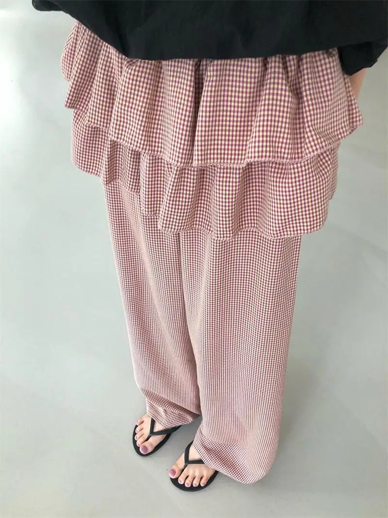 Exklusives Design, weites Bein, Freizeithose, elastische Taille, Rock, Saum, hohe Taille, lange Hose, Pendler-Sle, Damen, Premium Faion