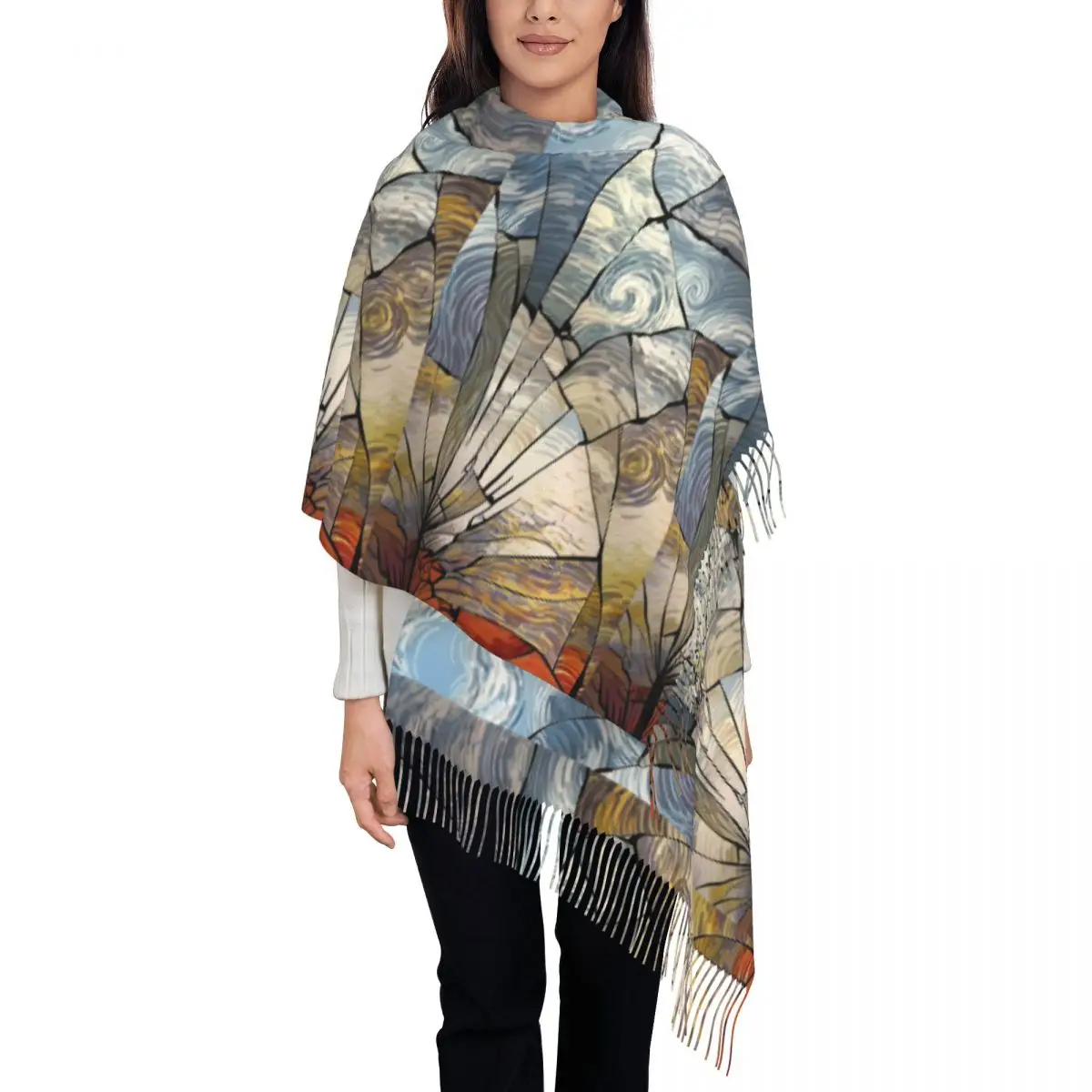 

Warm Scarf Autumn Van Gogh Painting Shawls Wrpas Abstract Art Custom Bufanda Mujer Men Women y2k Cool Large Scarves