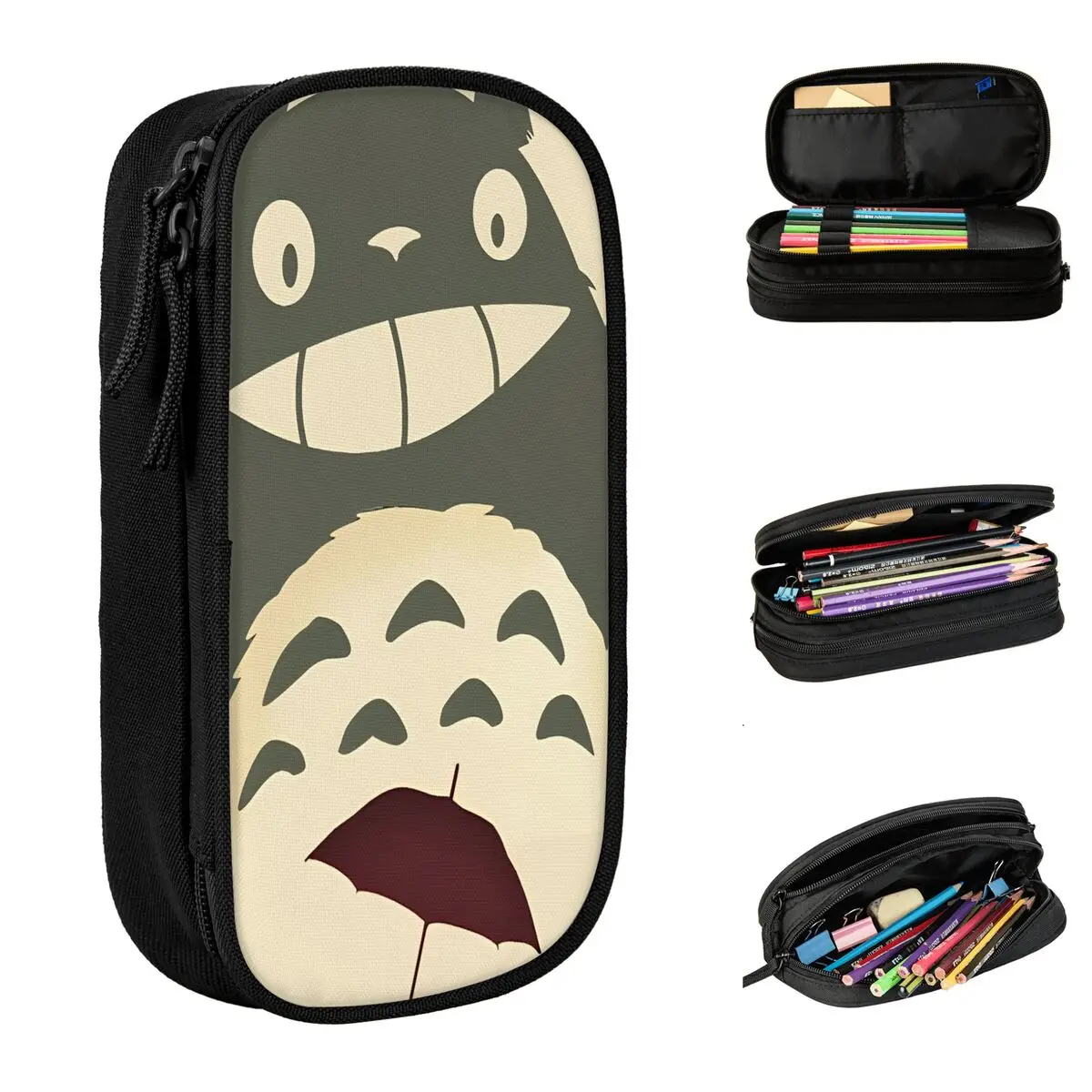 Kawaii T-TotoroS Pencil Cases Cartoon Anime Pen Bag Student Big Capacity School Supplies Gifts Pencilcases