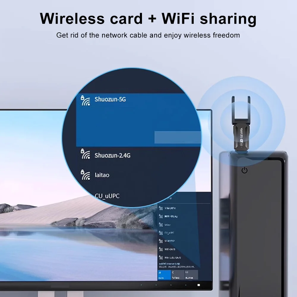 Magecam WiFi Adapter 600Mbps WiFi 5 Ethernet Network Card Dual Band 5G 2.4G USB 2 Antenna WiFi Dongle for PC Laptop Receiver