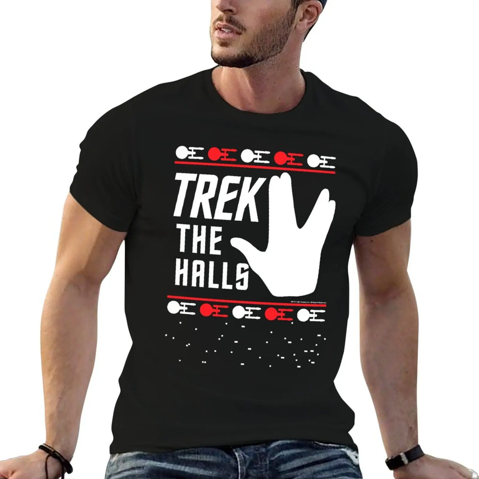 

Star Trek The Halls Ugly Christmas Sweater T-Shirt men t shirt cotton 100% g man t shirts for men T-Shirt