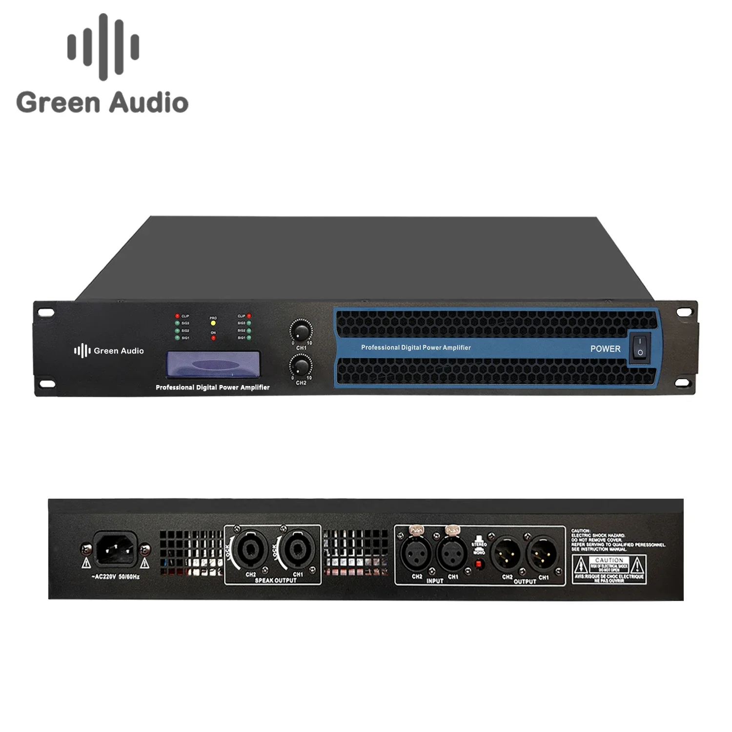 GAP-S1700 Hot selling factory price 1.5U 2*600W audio amplifier new design of audio equipment with display screen