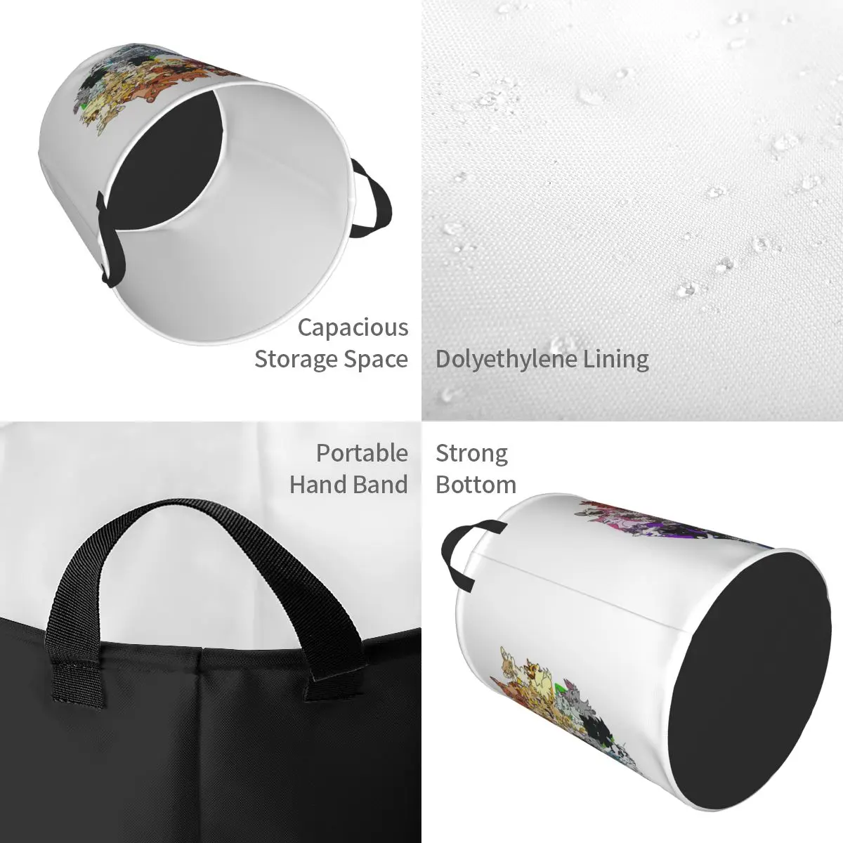 W-Warrior-S C-Cats-S Color Wheel Dirty Laundry Baskets Foldable Large Waterproof Clothes Storage Basket For Home Children's