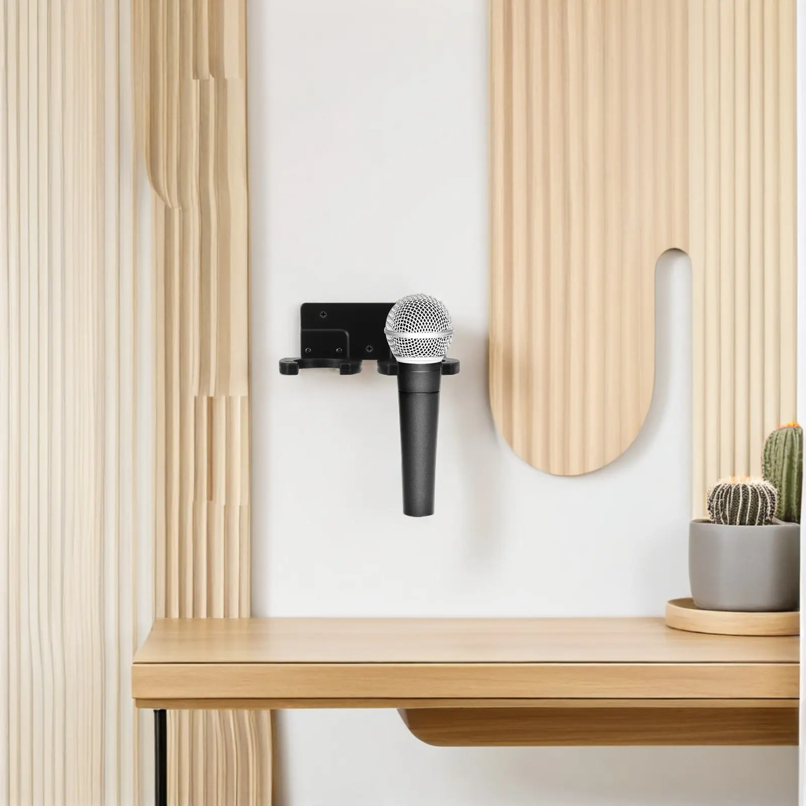 Microphone Holder for Handheld Dynamic Wired Wireless Mic Storage Hanger Wall Mounted Double Mic Stand Studio Home Office Rack