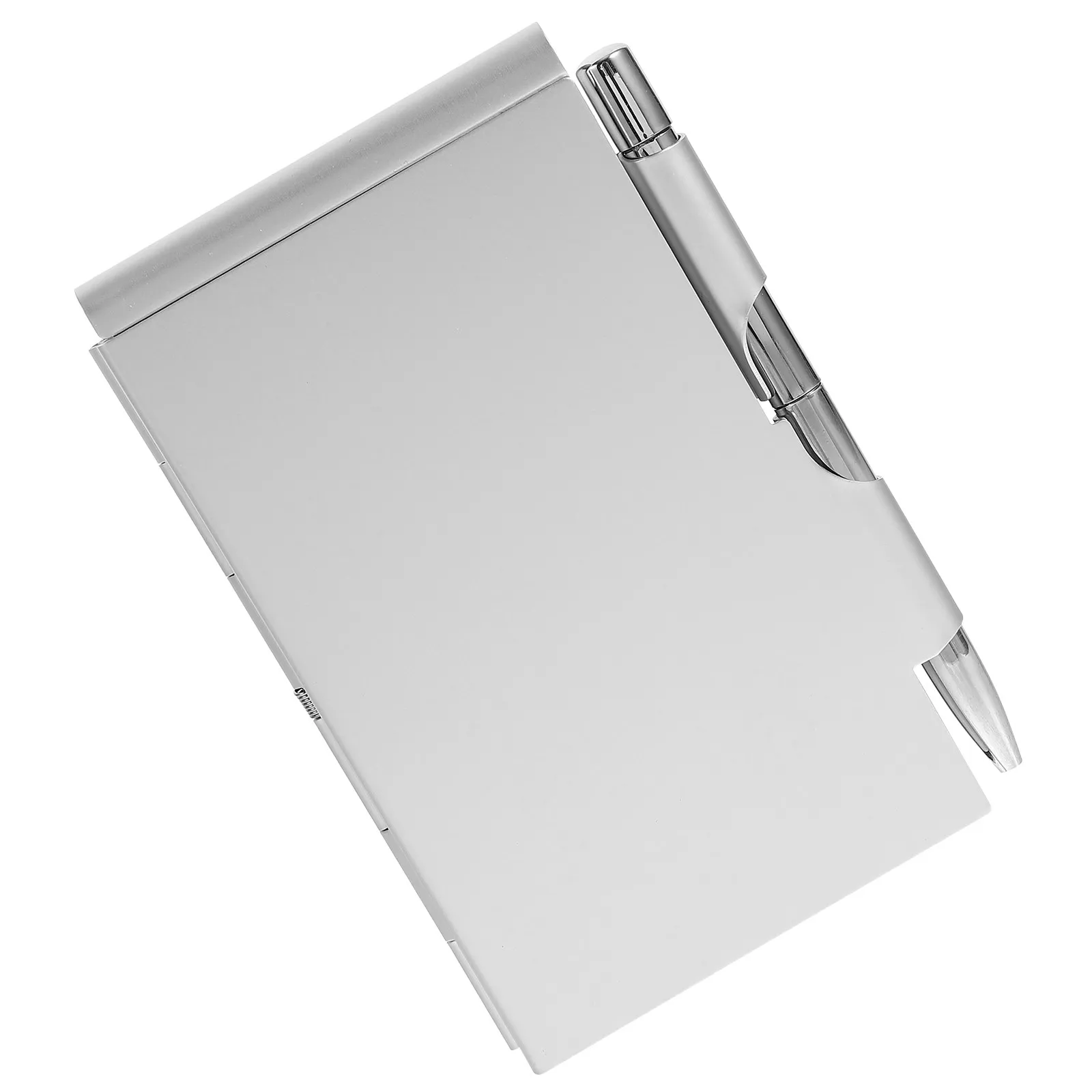 Metal Shell Mini Notebook Aluminum Alloy Pocket Notepad with Pen Holder Blank Pages Smooth Writing Portable Creative