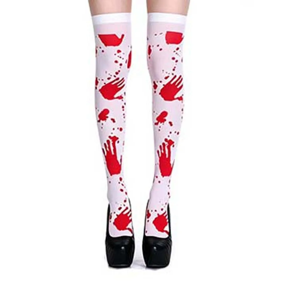 Stretchy Halloween Bloody Cloak Breathable Washable Durable Blood Splatter Stockings Vivid Color Comfortable Fit