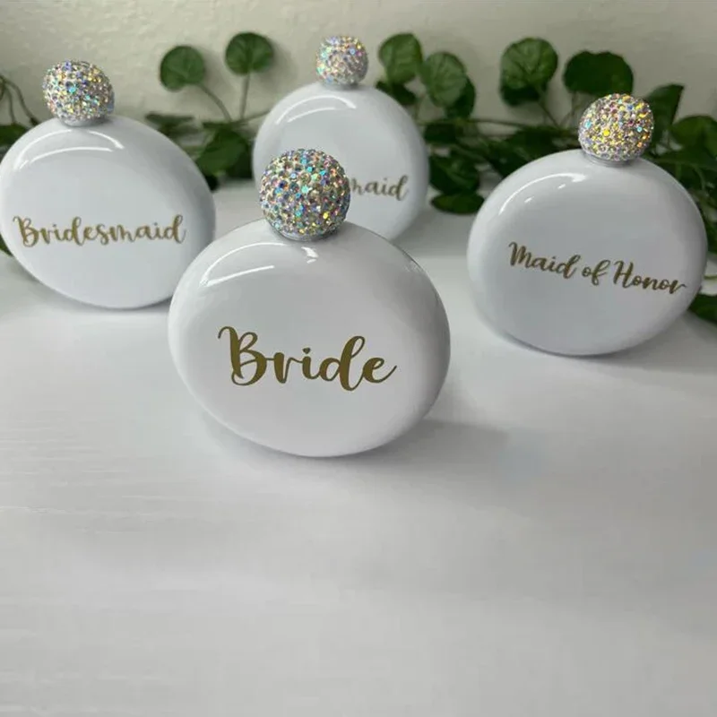 Bride Bridesmaid maid of honor Flask wedding engagement bridal shower Bachelorette hen Party girls night weekend Proposal Gift