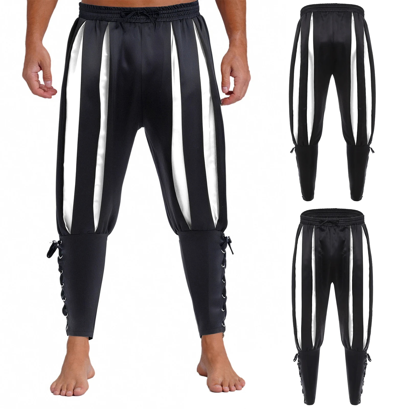

Mens Viking Navigator Pirate Costume Halloween Cosplay Harem Pants Ankle Banded Trousers Renaissance Carnival Fancy Dress Up