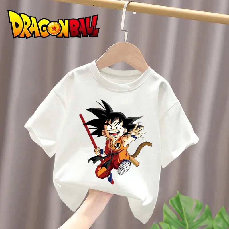 

Dragon Ball Boys White Cotton T-Shirt Sun Goku Toddler Short Sleeve Tee Shirts Cartoon Summer Clothes Kawaii Tops Birthday Gifts