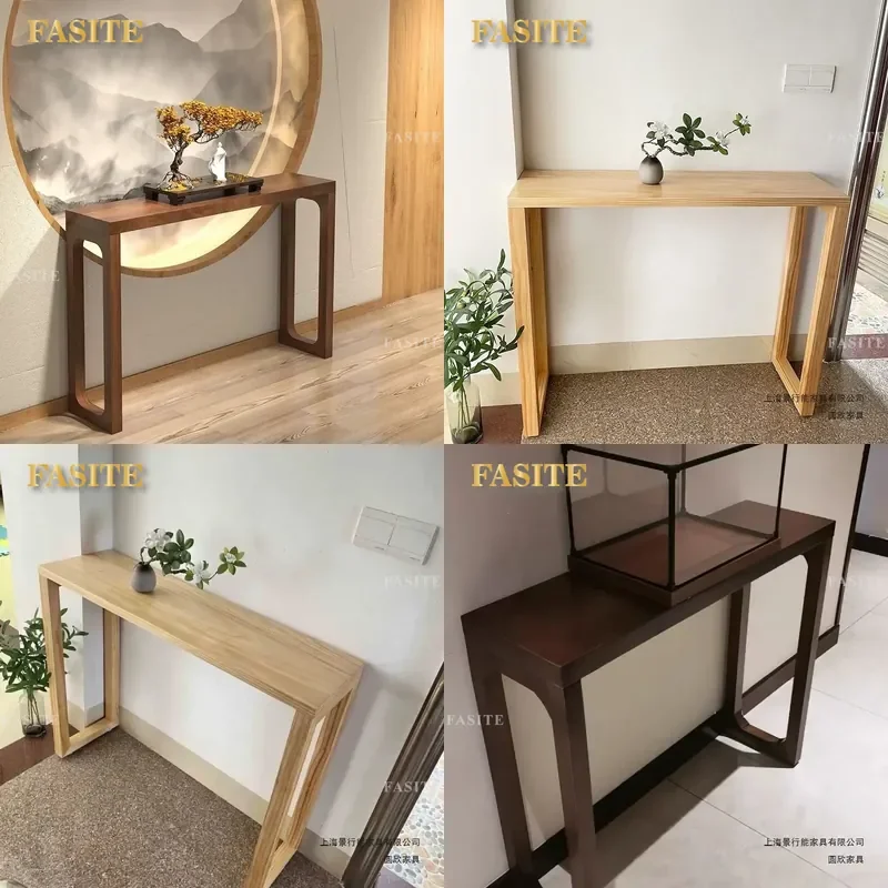 For Chinese Style Entrance Living Room Wall Solid Wood Incense Table Modern Long Strip Console Simple Zen Decor Furniture
