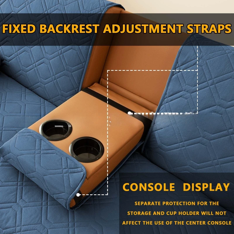 Washable Waterproof Lounge Chair Cover 4-Piece Waterproof Sofa Bed Cover with Console Detachable Glove and Cup Holder Cover