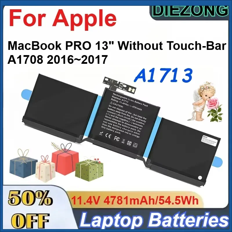 11.4V 4781mAh/54.5Wh A1713 Battery for Apple MacBook PRO 13