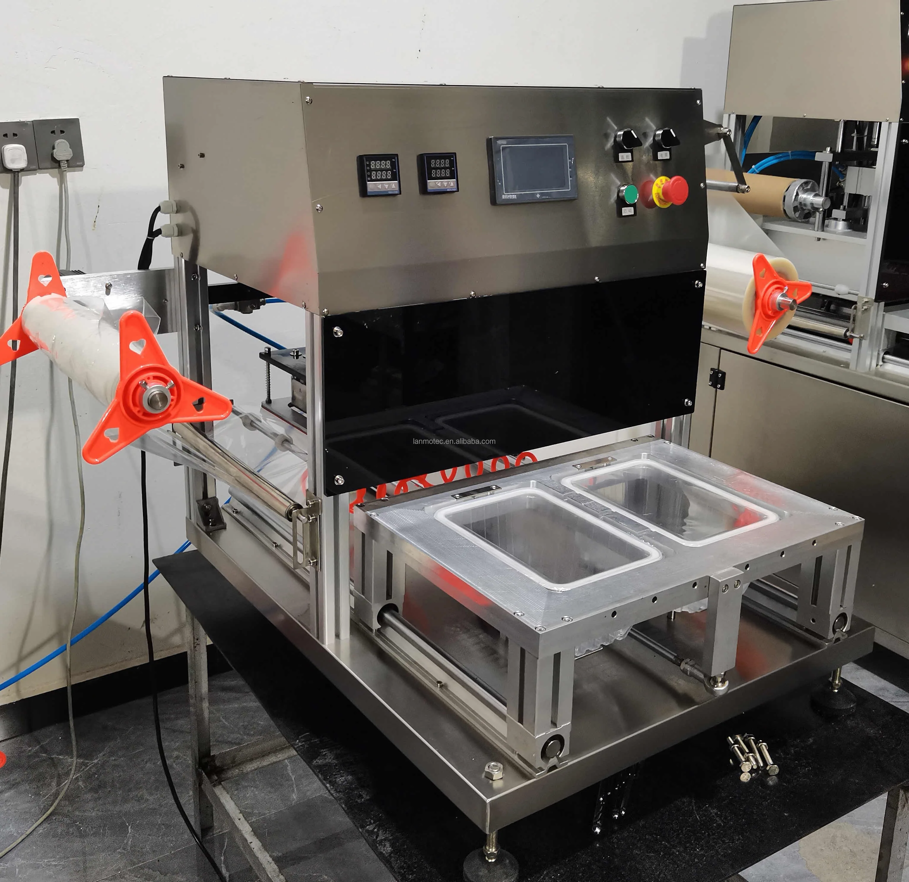 Semi-Automatic Pneumatic Engine-Driven Heat Sealing Tray Sealer For PET Plastic Cans And Food Packaging