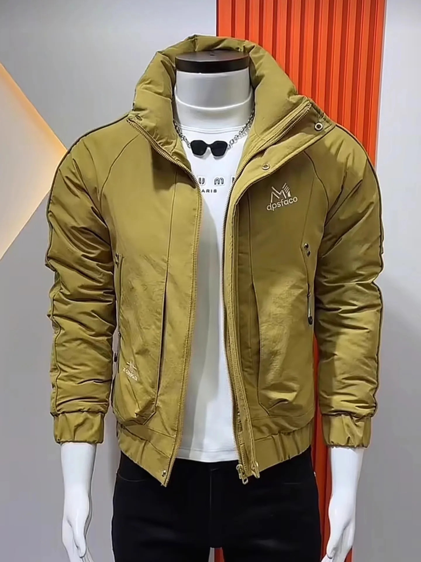 

Winter Thiened Warm Men's Cotton Jaet Faionable Korean Sle Slimming Casual Versatile Haome Polyester Fiber Coat