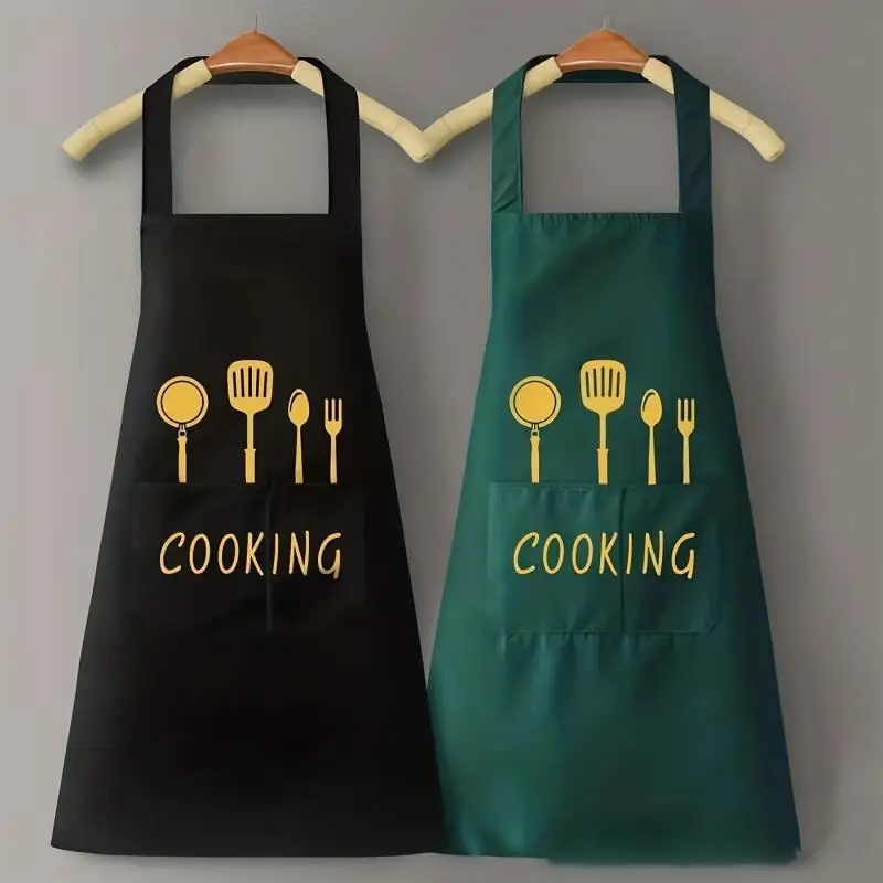 Waterproof Oil-Proof Cooking Apron Durable with Pockets Utensils Adjustable Custom Fit Ideal Coffee Bar Restaurants Home Kitchen