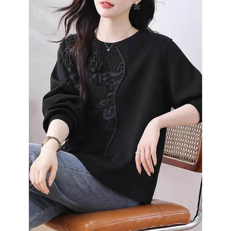 

Women's Autumn 2025 New Embroidered Flowers Fashionable Early Winter New Chinese Top Women's Sweatshirts Long Sleeve